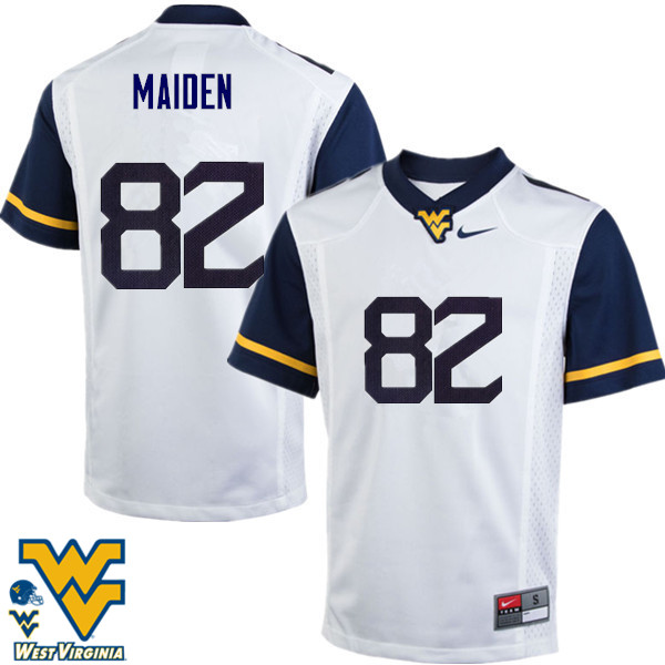NCAA Men's Dominique Maiden West Virginia Mountaineers White #82 Nike Stitched Football College Authentic Jersey KS23L32GP